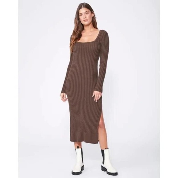 Paige Wool Side Slit Benita Long Dress Sweater Long Sleeve Size L NWT - Picture 1 of 12